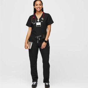 Figs Yola skinny scrub pants black